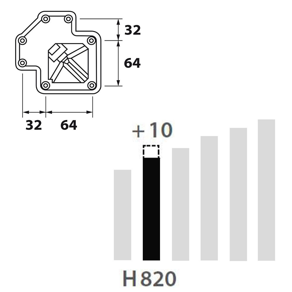 Schéma de «  Pied carré Noir 820 mm  »