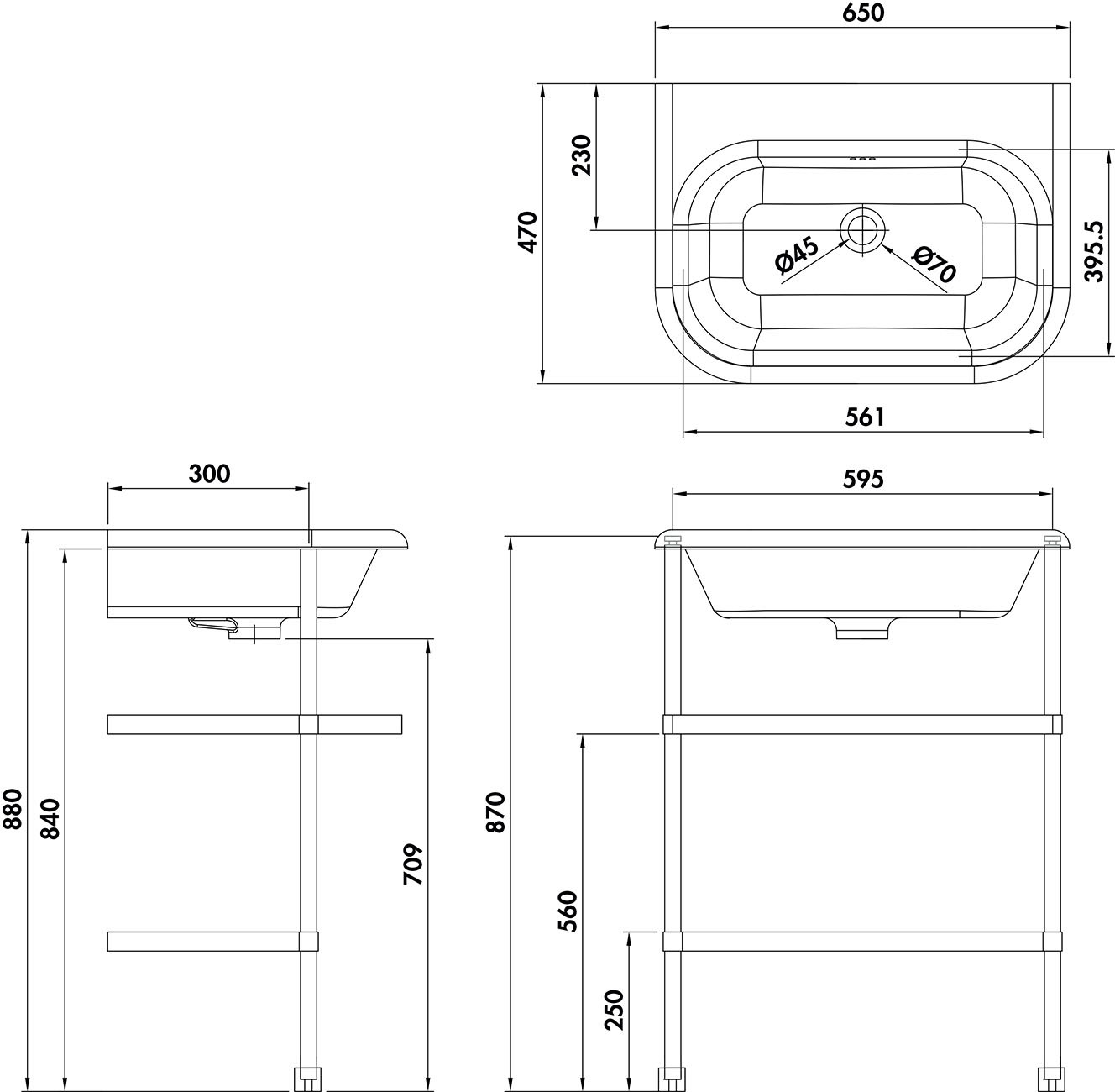 Schéma de «  Lavabo et piètement Xtremstone  »