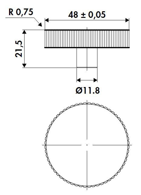 Schéma de «  Manette ronde cannelée or clair  »