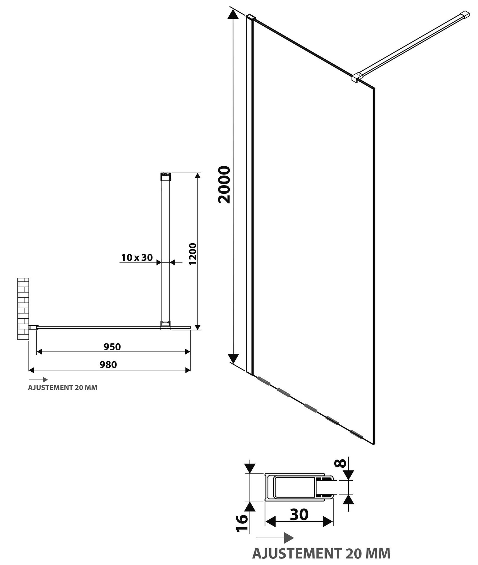 Schéma de «  Paroi de douche Quetzal  »