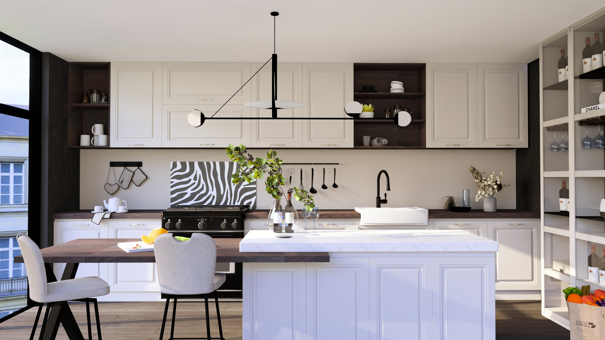 Fond de hotte en verre Noir Zèbre