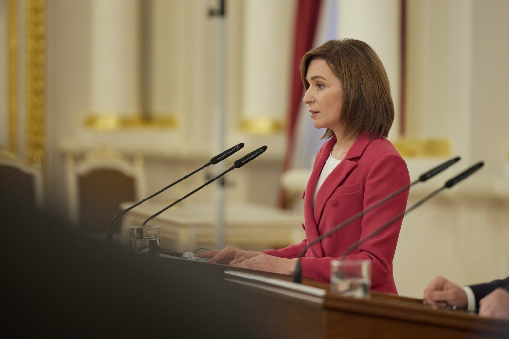 Maia Sandu, présidente de la Moldavie, en visite officielle à Kyiv le 12 janvier 2020 (President Office of Ukraine) Législatives en Moldavie : un scrutin décisif aux enjeux européens