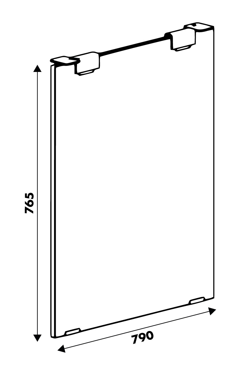 Schéma de «  Pied Colas verre hauteur table 765 mm  »