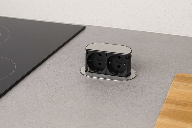 BLOC TINY INOX 2 PRISES1USB C