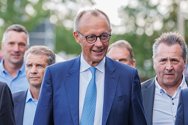 Le leader de la CDU Friedrich Merz en campagne électorale à Erfurt en août 2024 [Photo de Steffen Prößdorf / Wikimedia commons / CC BY-SA 4.0] Une Europe souveraine