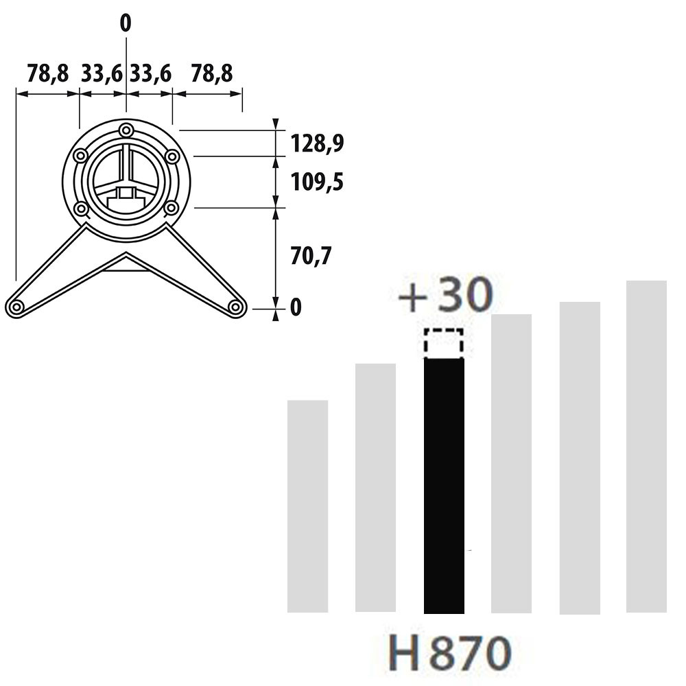 Schéma de «  Pied rond basique Aspect inox 870 mm  »