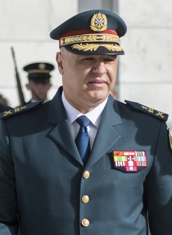 Le président libanais, Joseph Aoun, en 2018.  Source : Arlington National Cemetery, CC BY-SA 4.0, via Wikimedia Commons Aujourd'hui en Europe - 17 avril 2026