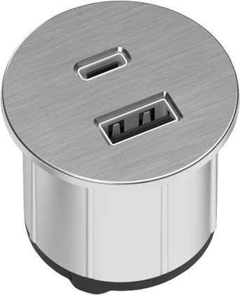 BLOC NANO ROND INOX 2 USB AC