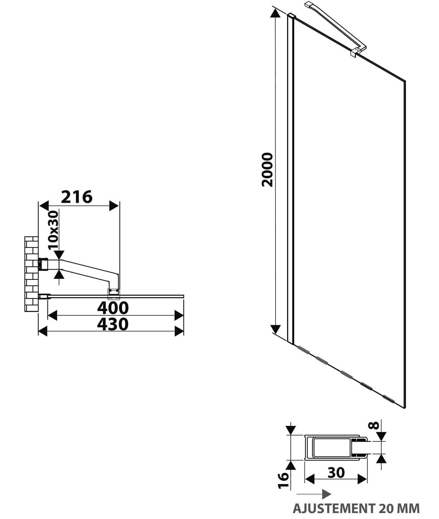 Schéma de «  Paroi de douche Lyora  »