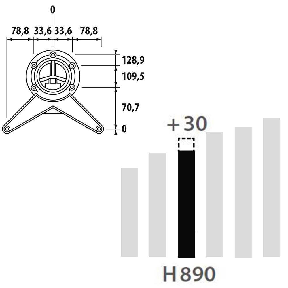 Schéma de «  Pied rond basique Noir mat 890 mm  »