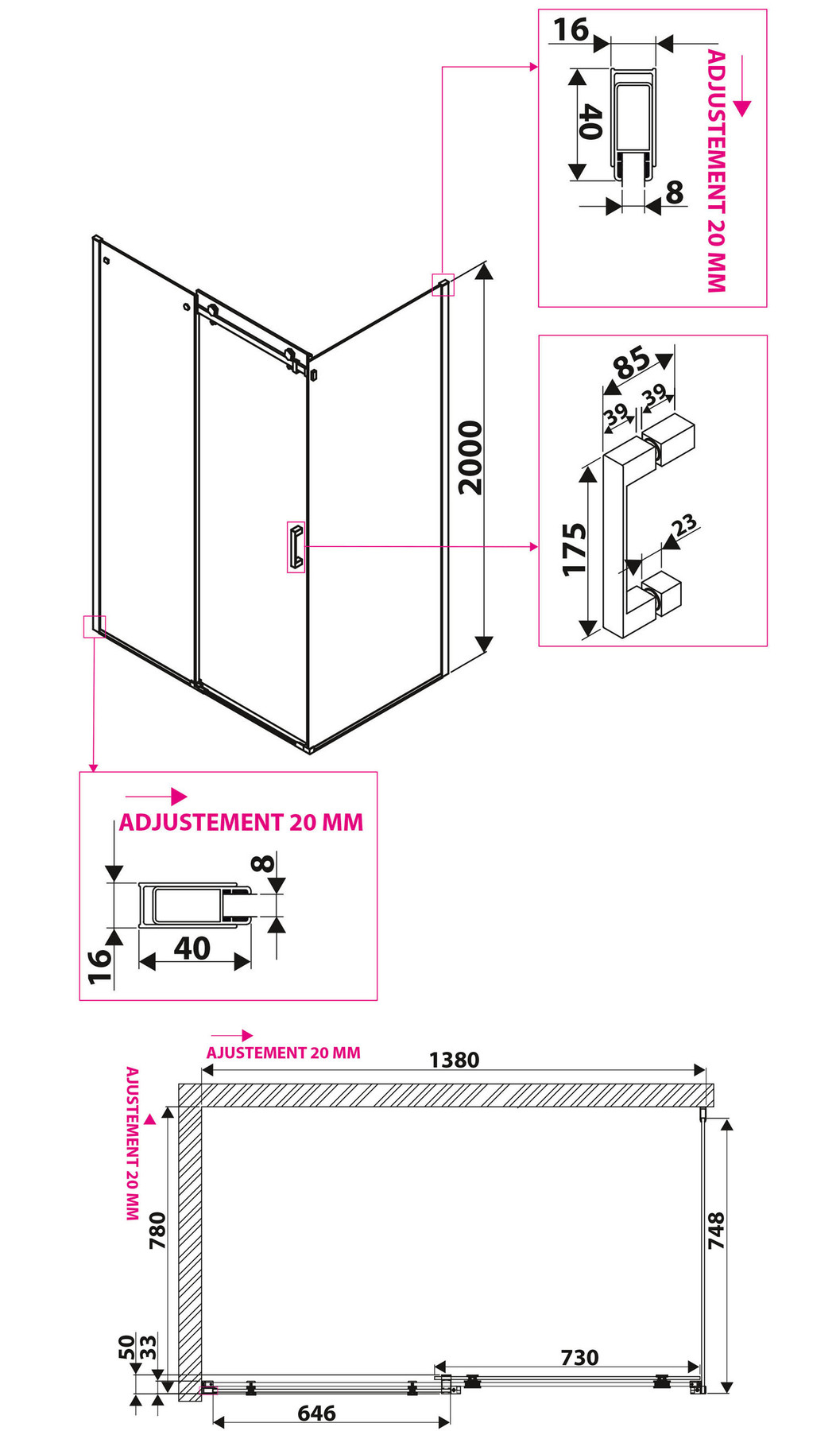 Schéma de «  Paroi de douche Sirli  »