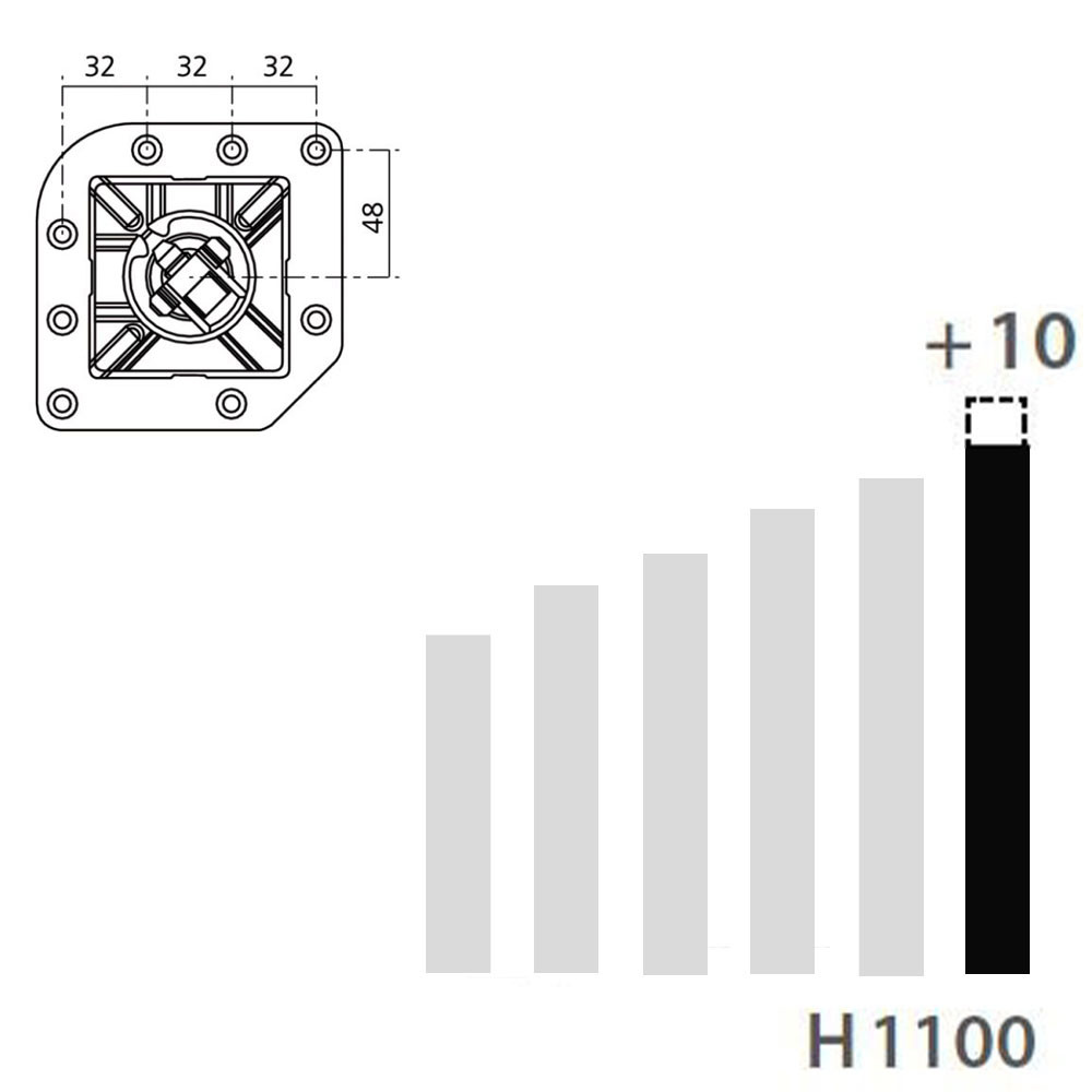 Schéma de «  Pied carré Noir 1100 mm  »