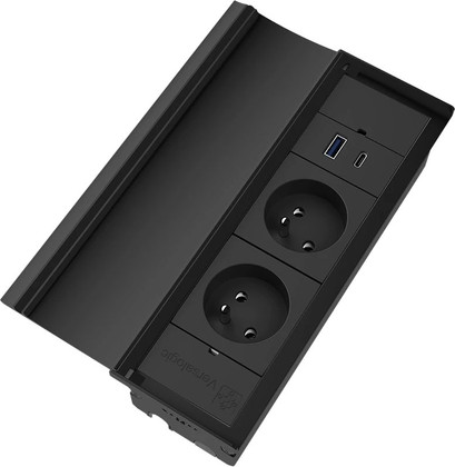 BLOC COVER NOIR 2 PRISES2USB