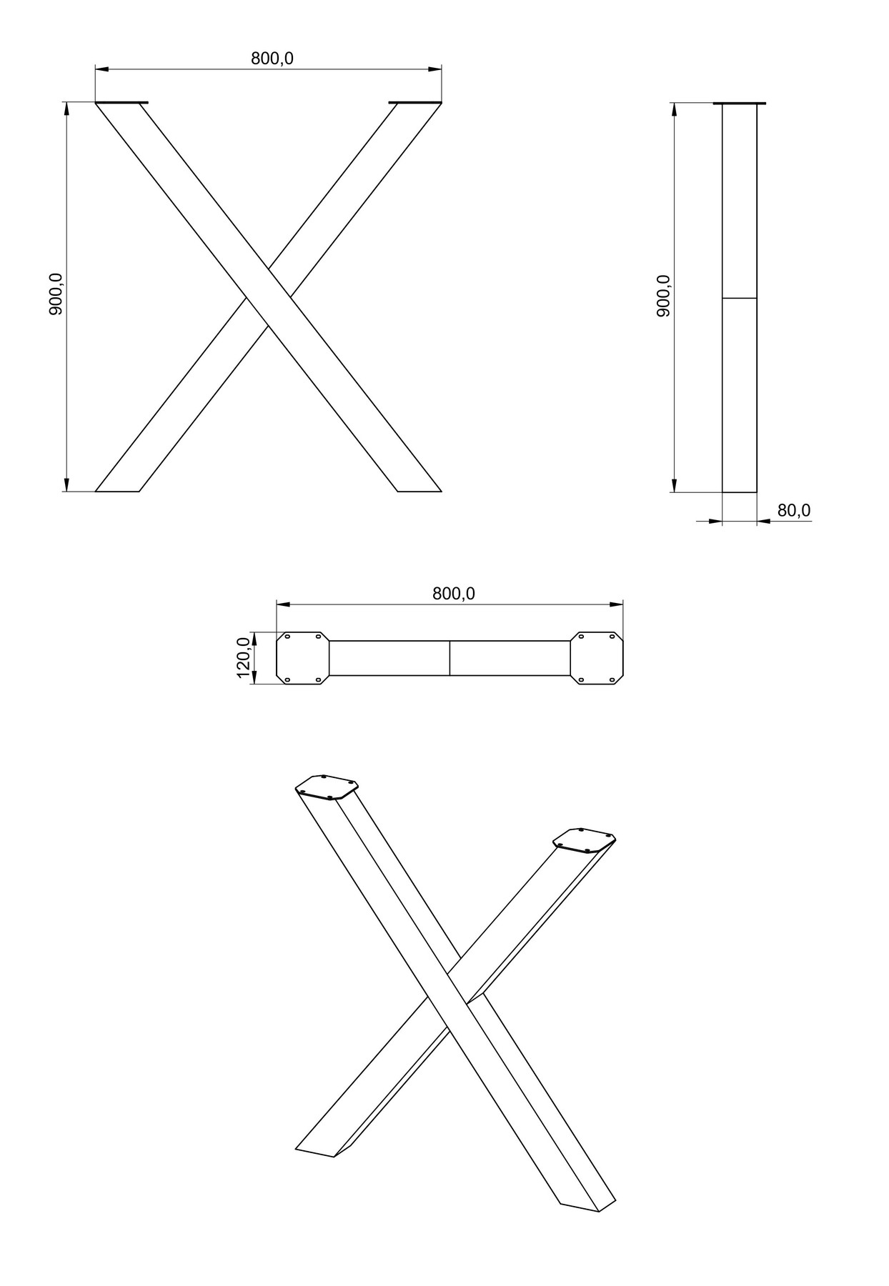 Schéma de «  Pied Elsa Blanc 900 mm  »