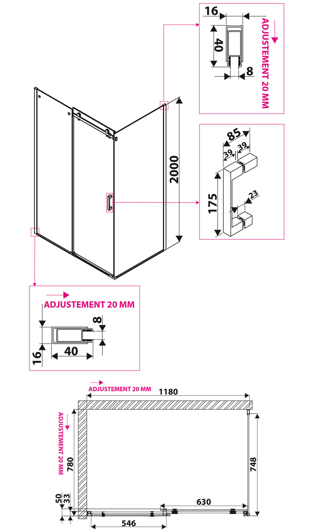 Schéma de «  Paroi de douche Sirli  »
