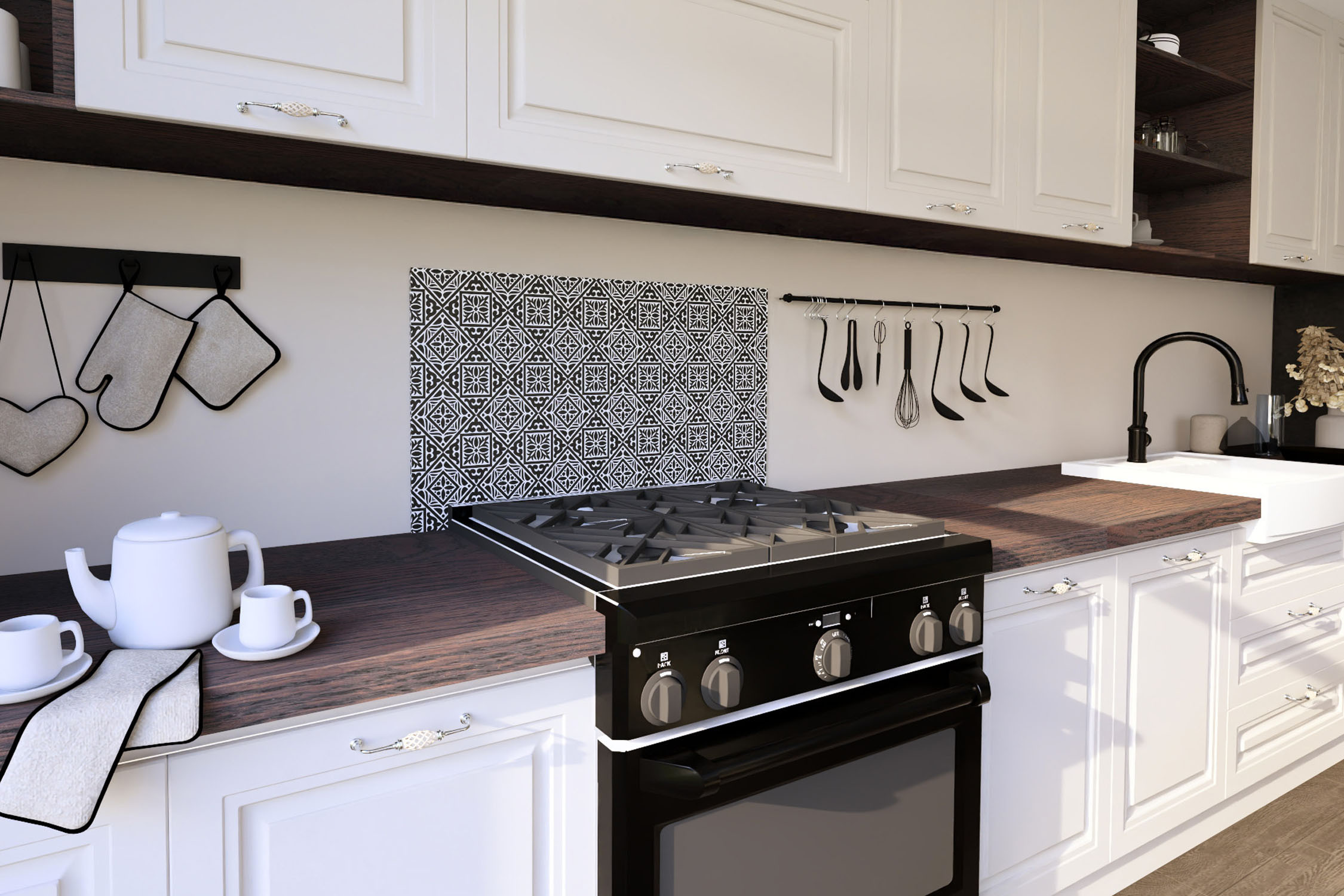 Fond de hotte en verre Carreaux de Ciment