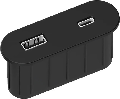 BLOC NANO OVALE NOIR 2 USB AC