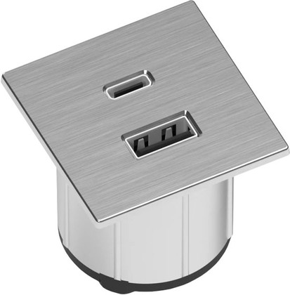 BLOC NANO CARRE INOX 2 USB AC