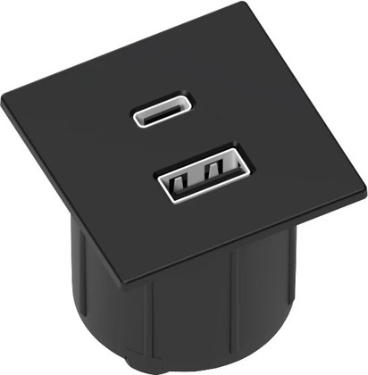 BLOC NANO CARRE NOIR 2 USB AC