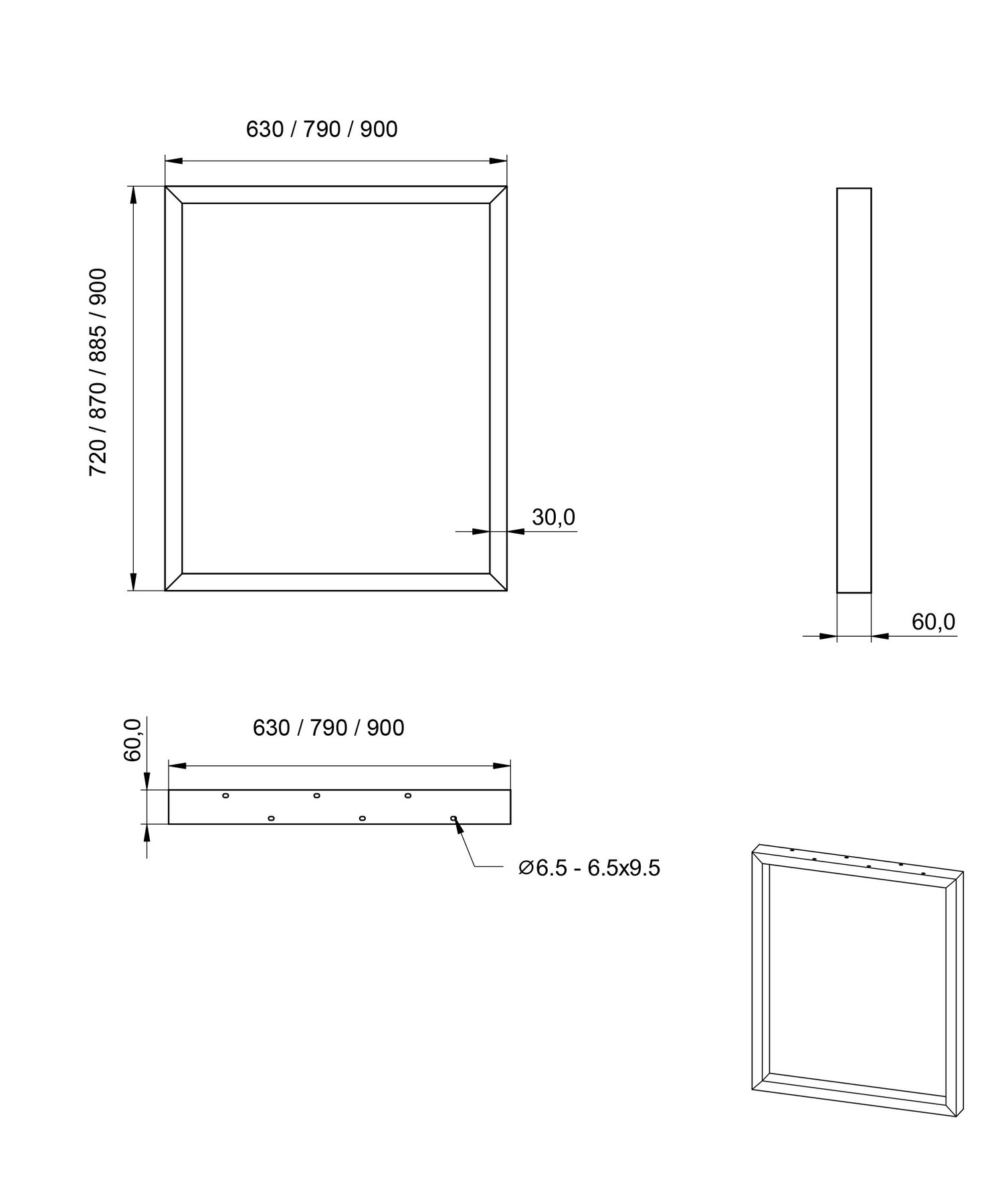 Schéma de «  Pied Tess Crème 885 mm  »