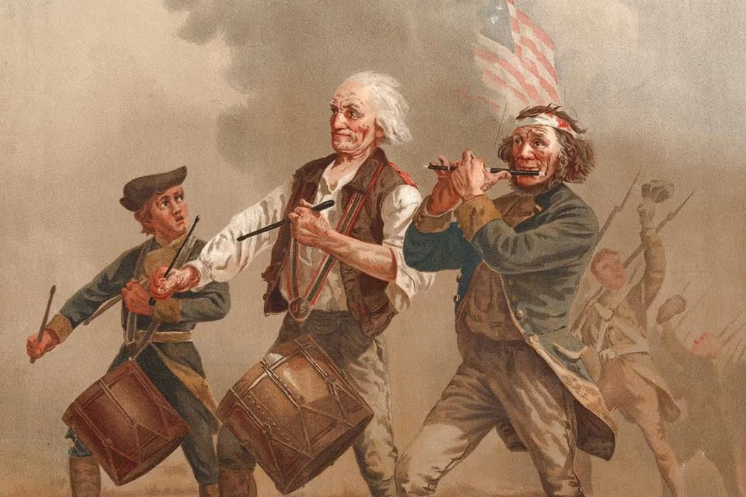 Extrait du tableau de 1875 The Spirit of '76 d'Archibald Willard 250 ans d’États-Unis, quelle commémoration possible ?