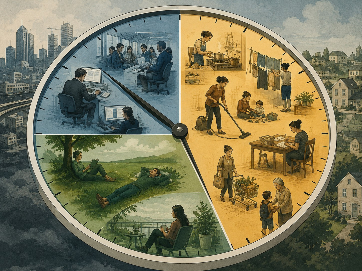 © Arnaud Wittmer avec ChatGPT À quoi occupe-t-on notre temps en économie ?
