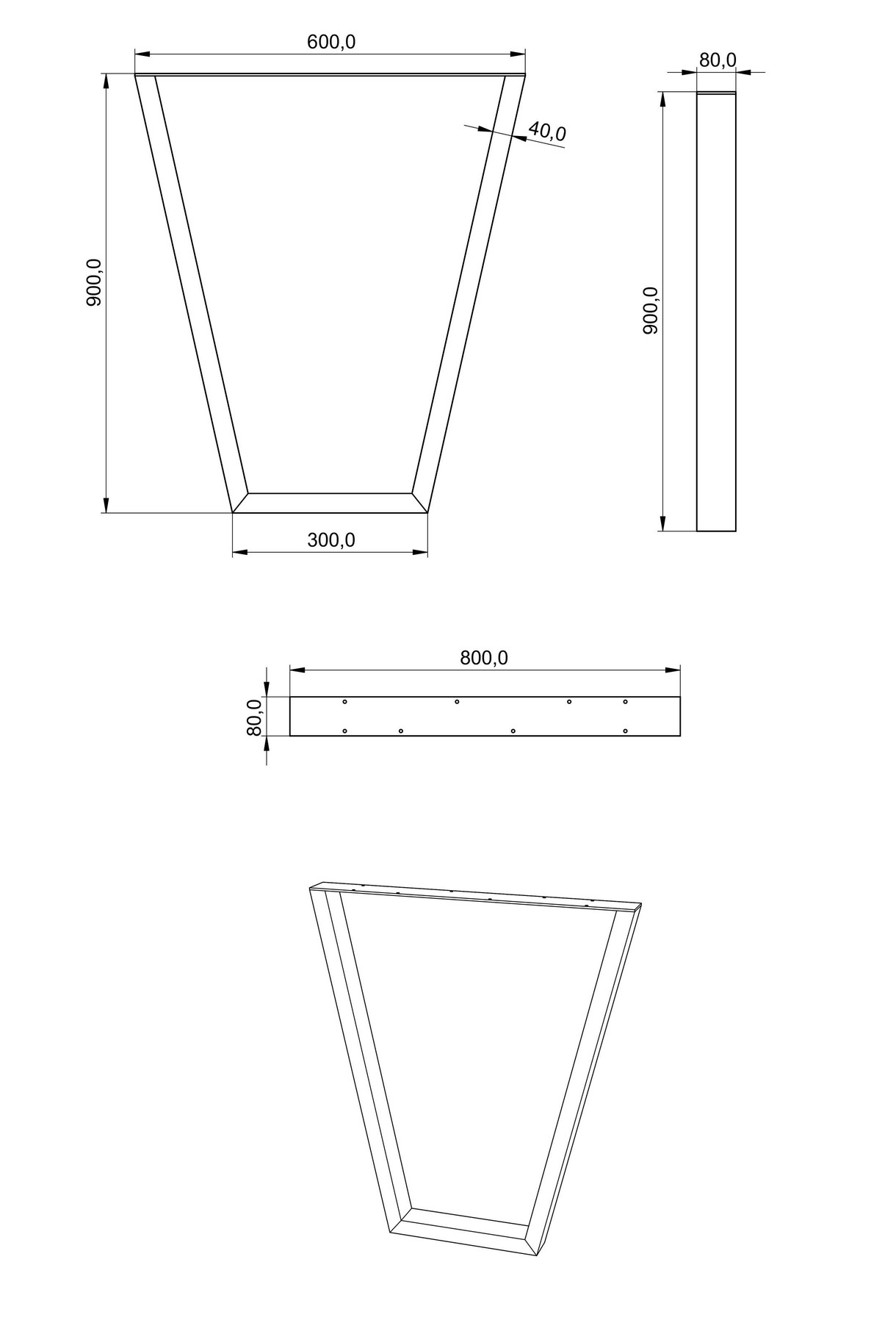 Schéma de «  Pied Eva Blanc 900 mm  »